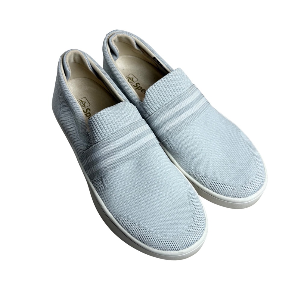 Spenco Womens 6.5 B Light Blue Knit Platform Slip On Orthotic Sneakers Ergonomic